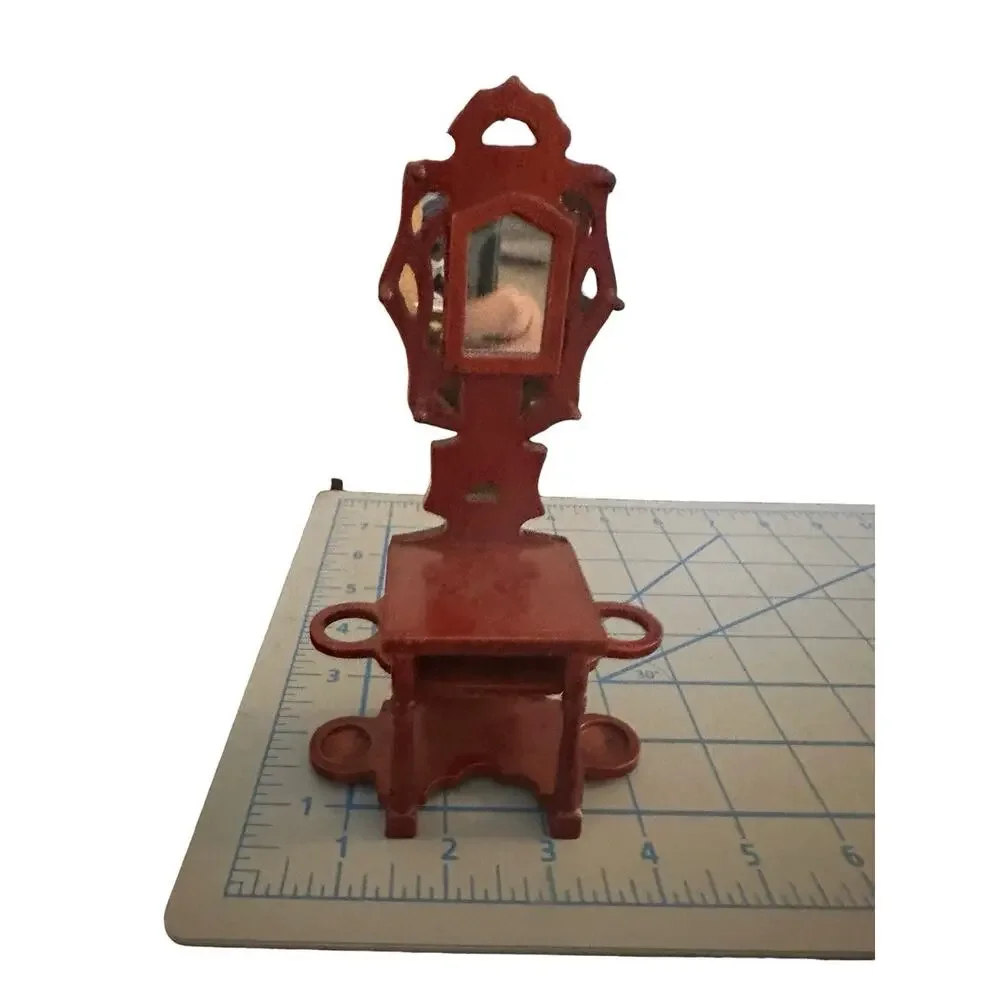 Vintage Victorian Red Wood Hall Tree Dollhouse Furniture 1:12 Miniature Hallway